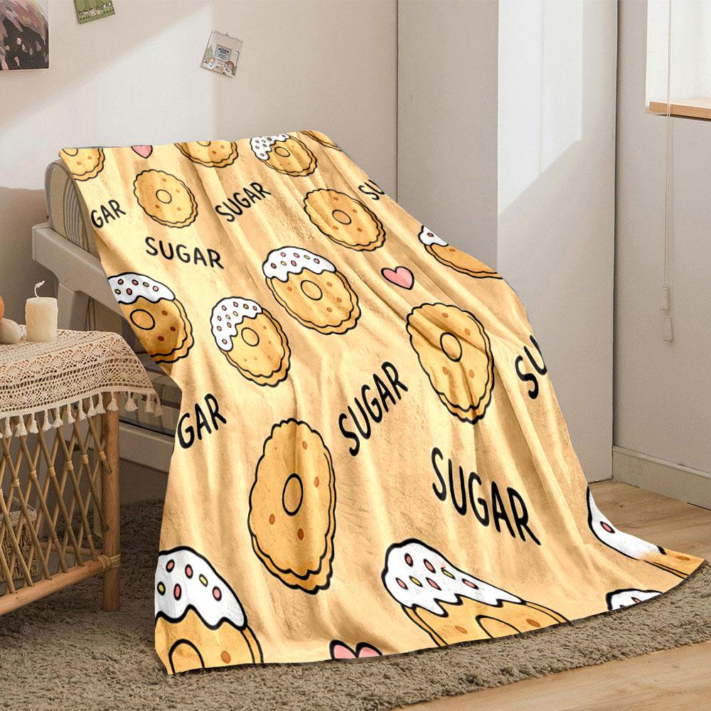 Sweets and Pastries Cartoon Printed Blanket Children Adult Blanket Soft and Warm Bedding for Sofa Outdoor Travel Cover Blanket