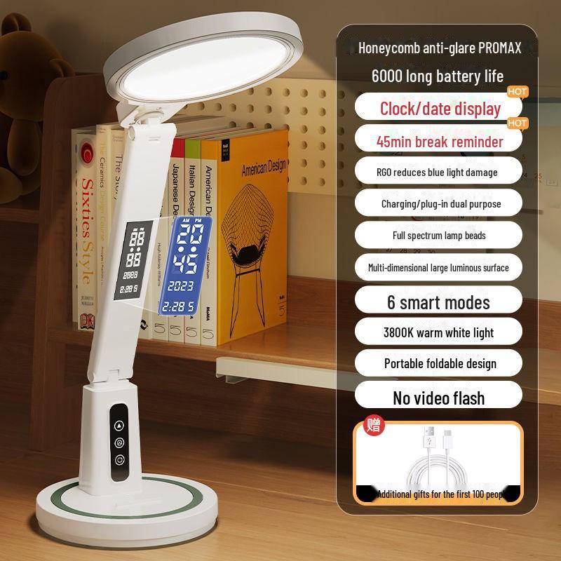 

Регулируемая складная светодиодная настольная лампа с двумя вариантами зарядки для студентов Plug-in model белый