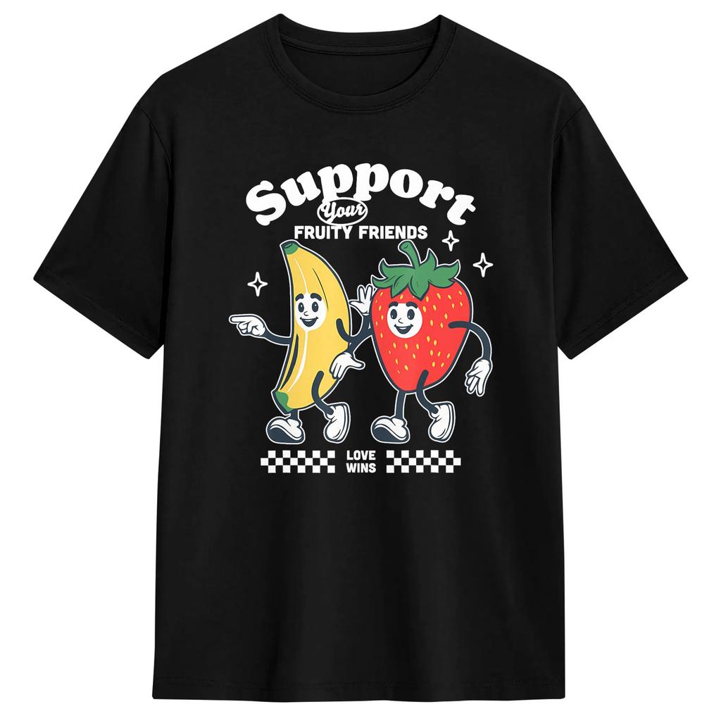 Support Your Fruity Friends Lgbtq Tolerance Rainbow Flag T Shirt Unisexs Classic Tshirts Summer Crew Neck Harajuku Tee Shirt