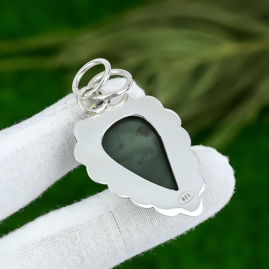 Pear Polychrome Jasper Stone 925 Sterling Silver Anniversary Birthday Pendant
