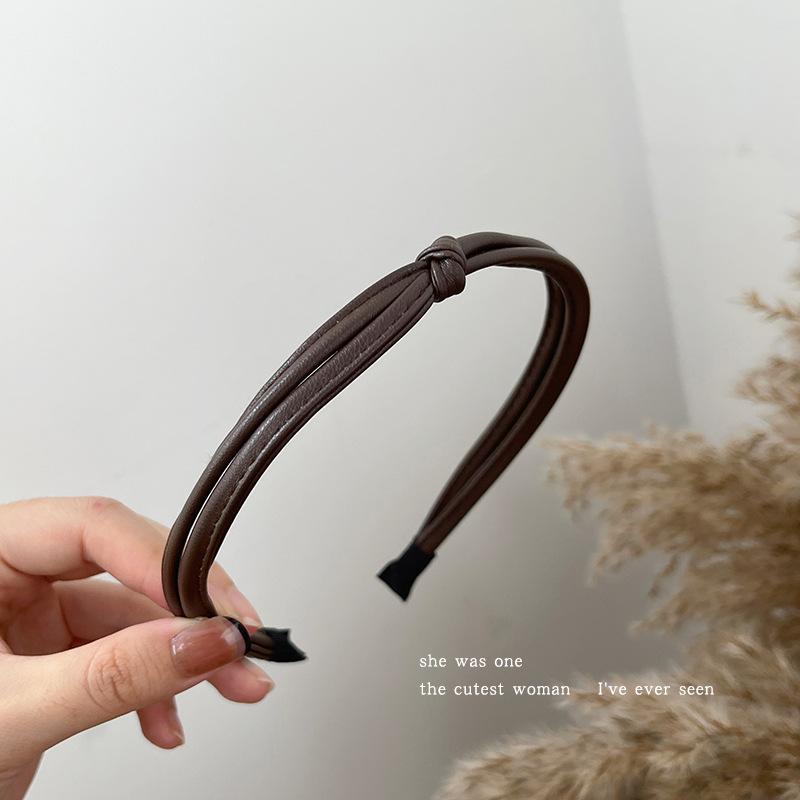 Új egyszínű hajkarika hajpánt Elegáns fejfedő női haj kiegészítők arcmosó hajpánt bőr fejpánt nőknek