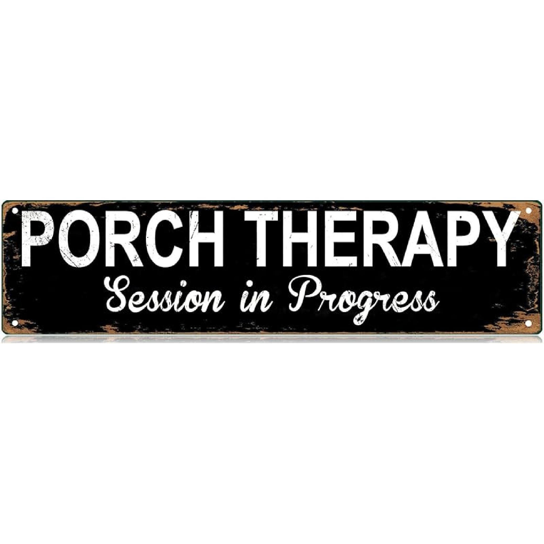 

Сеанс терапии на крыльце в процессе Тонкая металлическая табличка Уличная забавная металлическая табличка Настенный декор для спальни Фермерский дом Бар Гараж Мужская пещера Настенное искусство Подарок 4 на 16 16 X 4 Inch