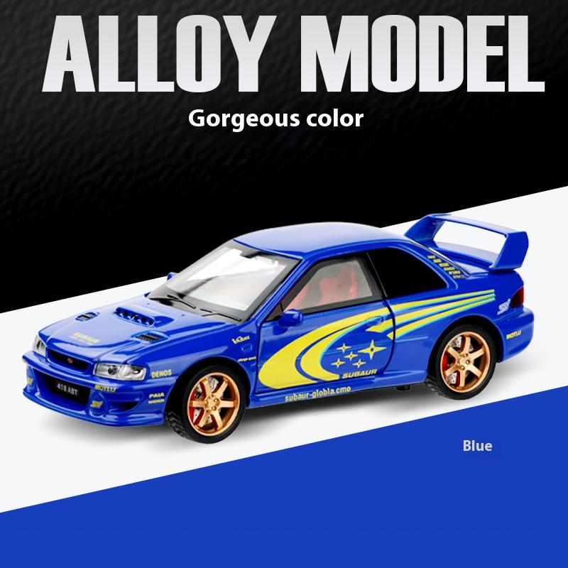1/32 Scale Subaru Impreza Rally Alloy Racing Model Open Door Desk Ornament Sound Light Children's Toys Boy Gift