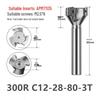 KM12 Right-Angle Milling Arbor with R0.8 Cutter Head, C20 Straight Shank, and C16 R5 Head for Turret Milling Machine