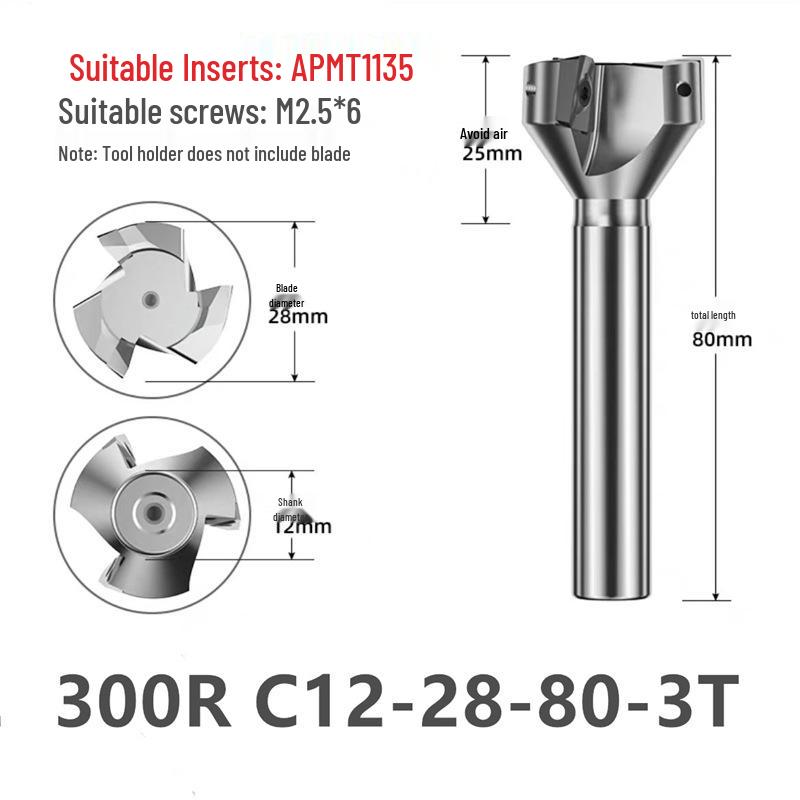 KM12 Right-Angle Milling Arbor with R0.8 Cutter Head, C20 Straight Shank, and C16 R5 Head for Turret Milling Machine