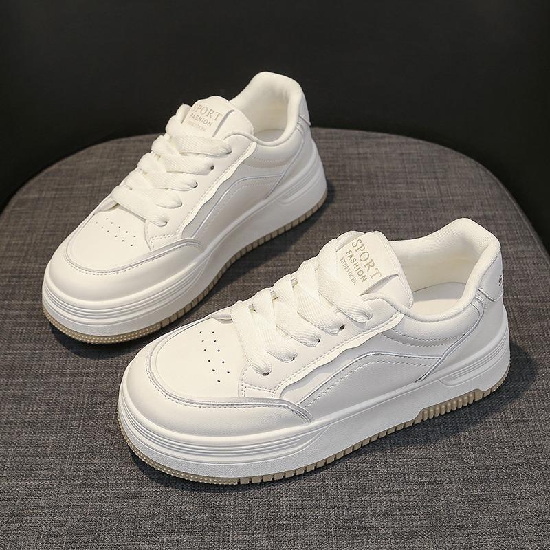 Leather platform white shoes women's shoes spring new versatile heightening board shoes casual shoes women's sports shoes