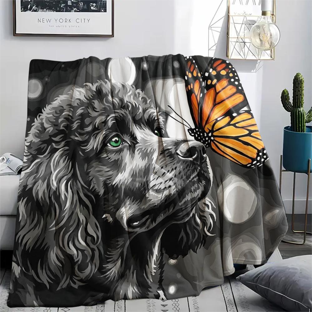 1PC Watercolor Pet Art Print Flannel Blanket, High quality All Seasons, Home Decor, Warmth and Comfort, Perfect for Christmas Gifts