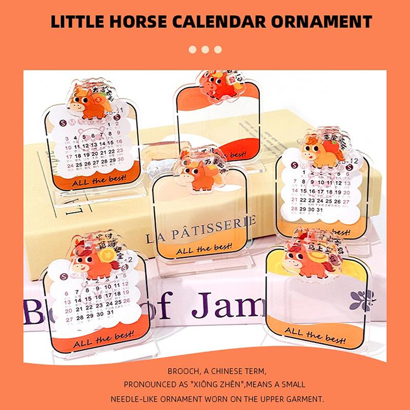 2026 Card Inser 2D Acrylic Desktop Calendar Cartoon Cute Pony Office School Bookmarks  Clips Decorative 2026  Year Gift
