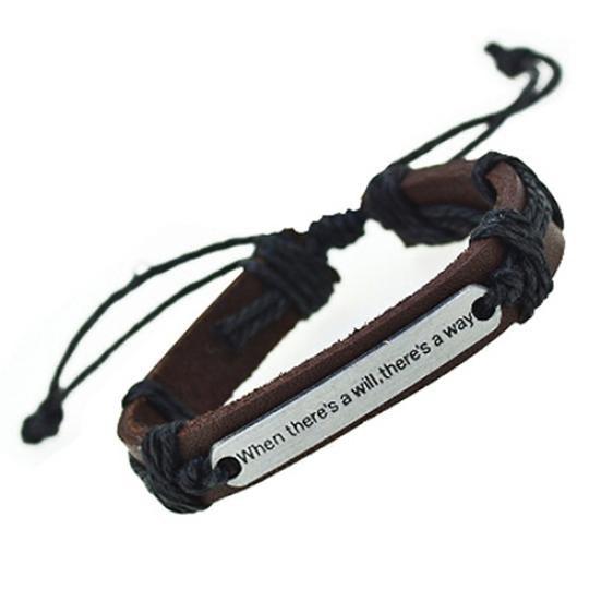 Herren Damen Punk Buchstaben Kunstleder Armreif Hanfseil Armband Armband