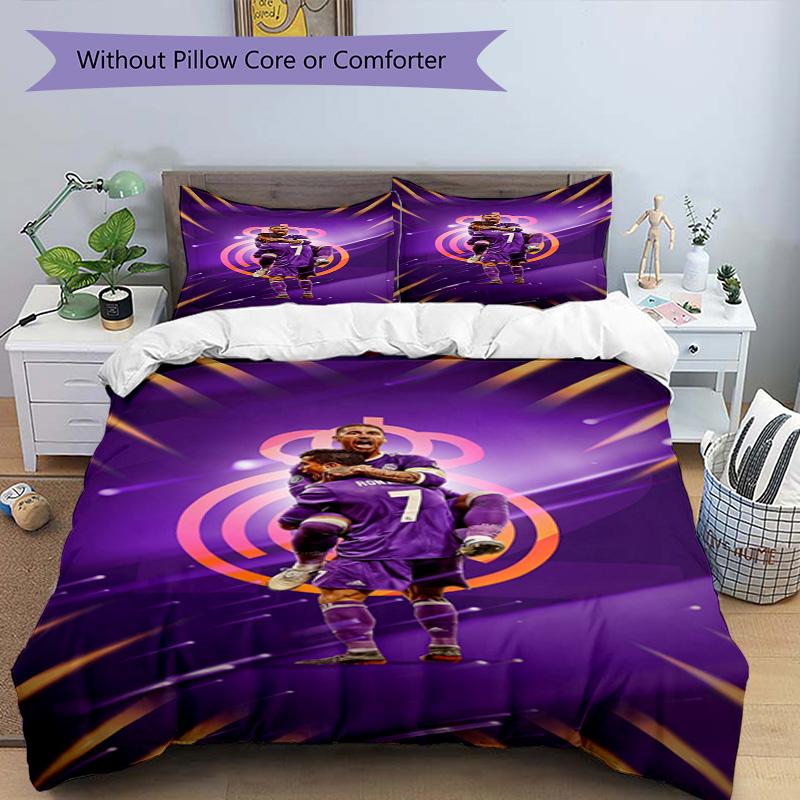 Ronaldo's Iconic Number Seven Bedding Set, Breathable Duvet Cover with Pillowcases, Soft Bed Linen for Bedroom Home Decoration, Perfect Festival Birth