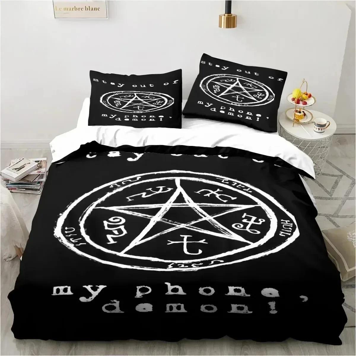 

Supernatural Logo Bedding Set Duvet Cover Bed Set Quilt Cover Pillowcase Comforter king Queen Size Boys Adult Bedding Set EU Single(135*200cm)3pcs