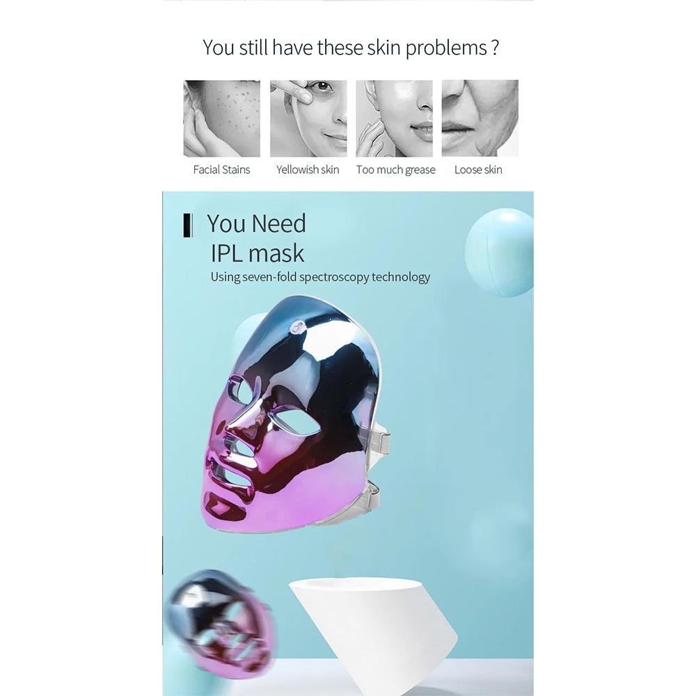 Rechargeable 7-Color LED Facial Mask for Skin Rejuvenation Brightening and Texture Refining