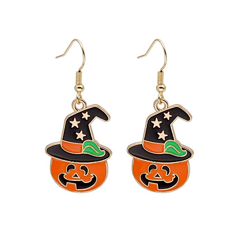 European and American Cartoon Halloween Pumpkin Ghost Earrings: Cute Drip Oil Alloy Design