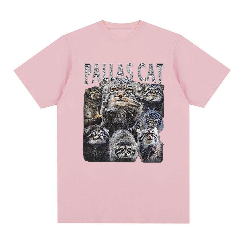 Vintage Pallas Cat Funny Meme Tee Shirt Men Women Fashion Cotton Short Sleeve T-shirt Cute Clothing Harajuku Oversized T Shirts