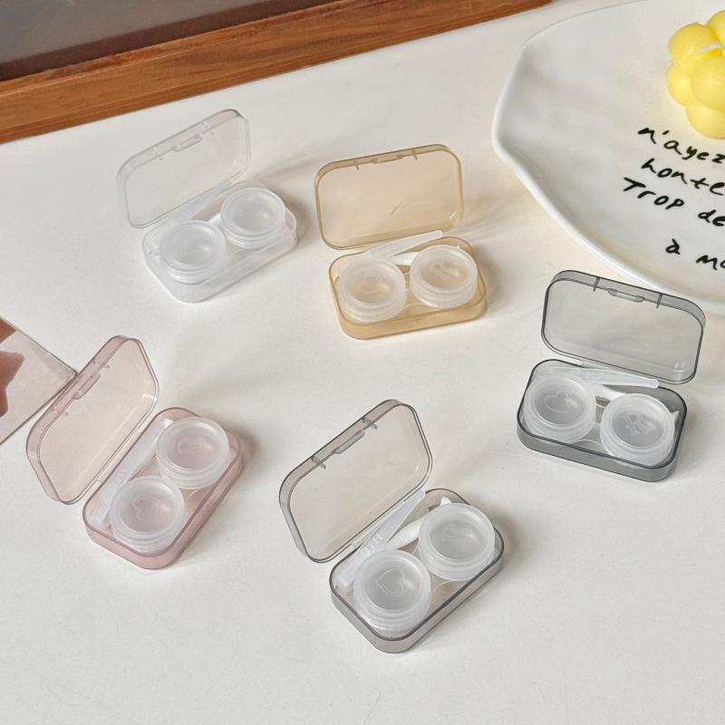 Portable Transparent Contact Lens Case With Leak Proof Lid And Tweezer For Daily Use Travel Short Trips