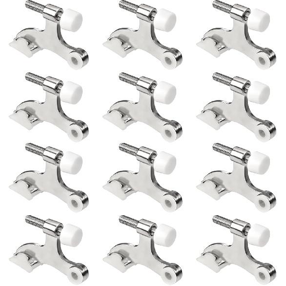 Hinge Pin Door stoppers - 12 Piece Door Stop with Safety Rubber Bumper for Protecting Walls & Door from Damage (Sliver)