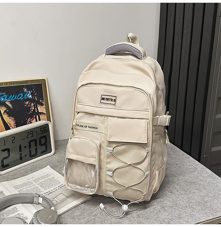Schoolbag New High-value Korean Ins College Style Solid Color Simple Backpack Junior High School Students Lightweight Large-capacity Backpack