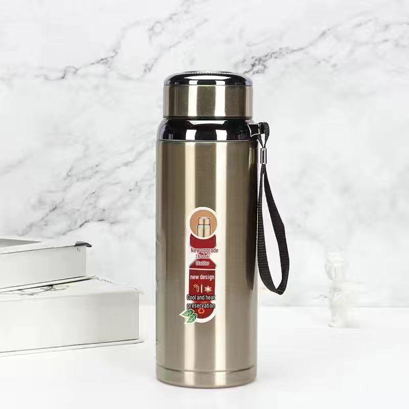 316 Stainless Steel Insulated Cup with Tea Separator, Large Capacity, Portable Outdoor Cup with Carrying Rope