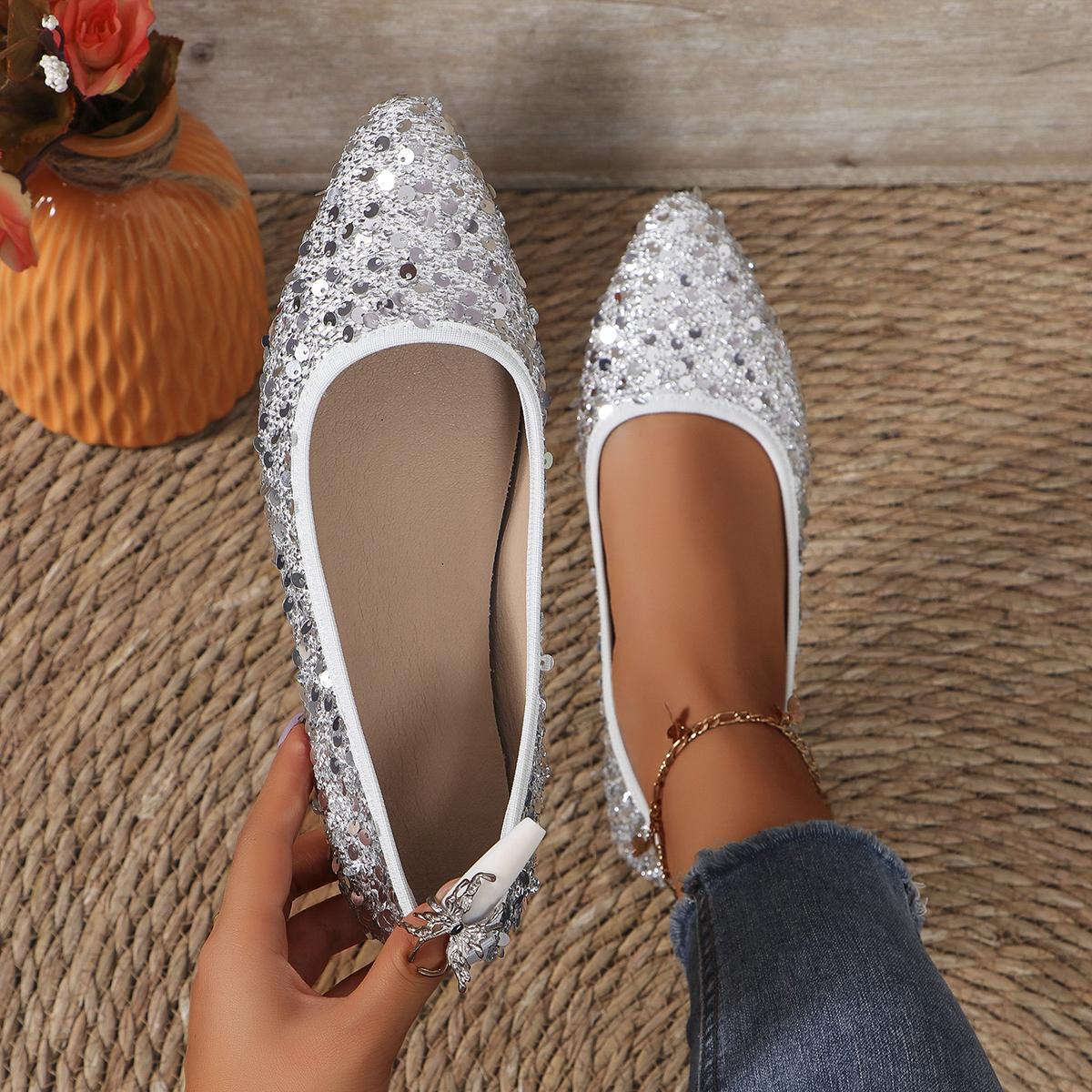 

Женские туфли на плоской подошве, новые повседневные блестящие прогулочные туфли, весенние новые кроссовки с острым носком, женские модные брендовые туфли-лоферы для женщин 36 серебряный