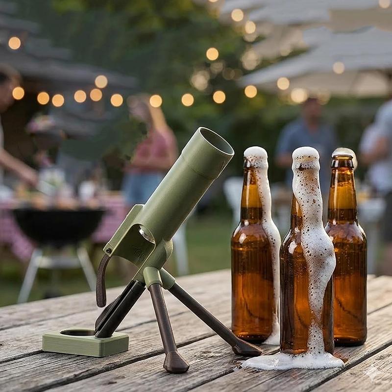 Abridor de Garrafa de Cerveja de Argamassa, Abridor de Garrafa de Argamassa, Lançador de Tampas Tático de Alta Resistência, Lançador Engraçado de Tampas de Garrafa de Empurrar para Baixo Mãos Livres