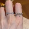 Medieval vintage light luxury glacier four-leaf ring, women's explosive flash exquisite thousand gold sense unique stacking index finger ring