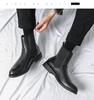 Korean Retro Black Leather High-Top Men's Mid-Calf Martin Boots for Spring & Autumn Fashion