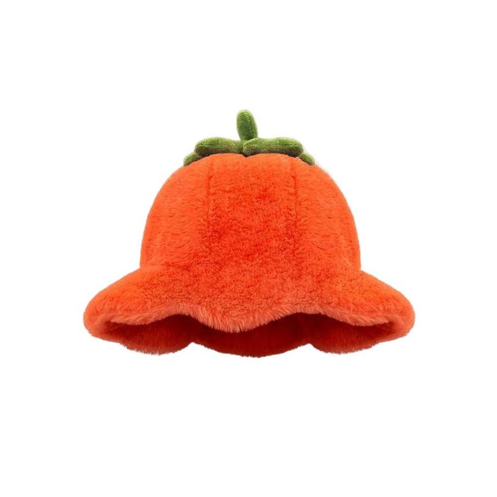 Tomato Winter Fisherman Hat Rolled-up Beanie Hat Cute Plush Bucket Hat  Outdoor