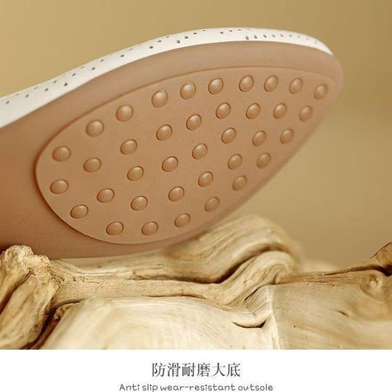 Large Size Hollow Small Leather Shoes Summer Thin Hole Shoes with Soft Leather Mother Shoes Soft Sole Mary Jane Single Shoes Women