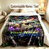 Monster Truck Theme Custom Blanket Personalized Name & Text Customized Soft Warm Throw Blanket Home Decor
