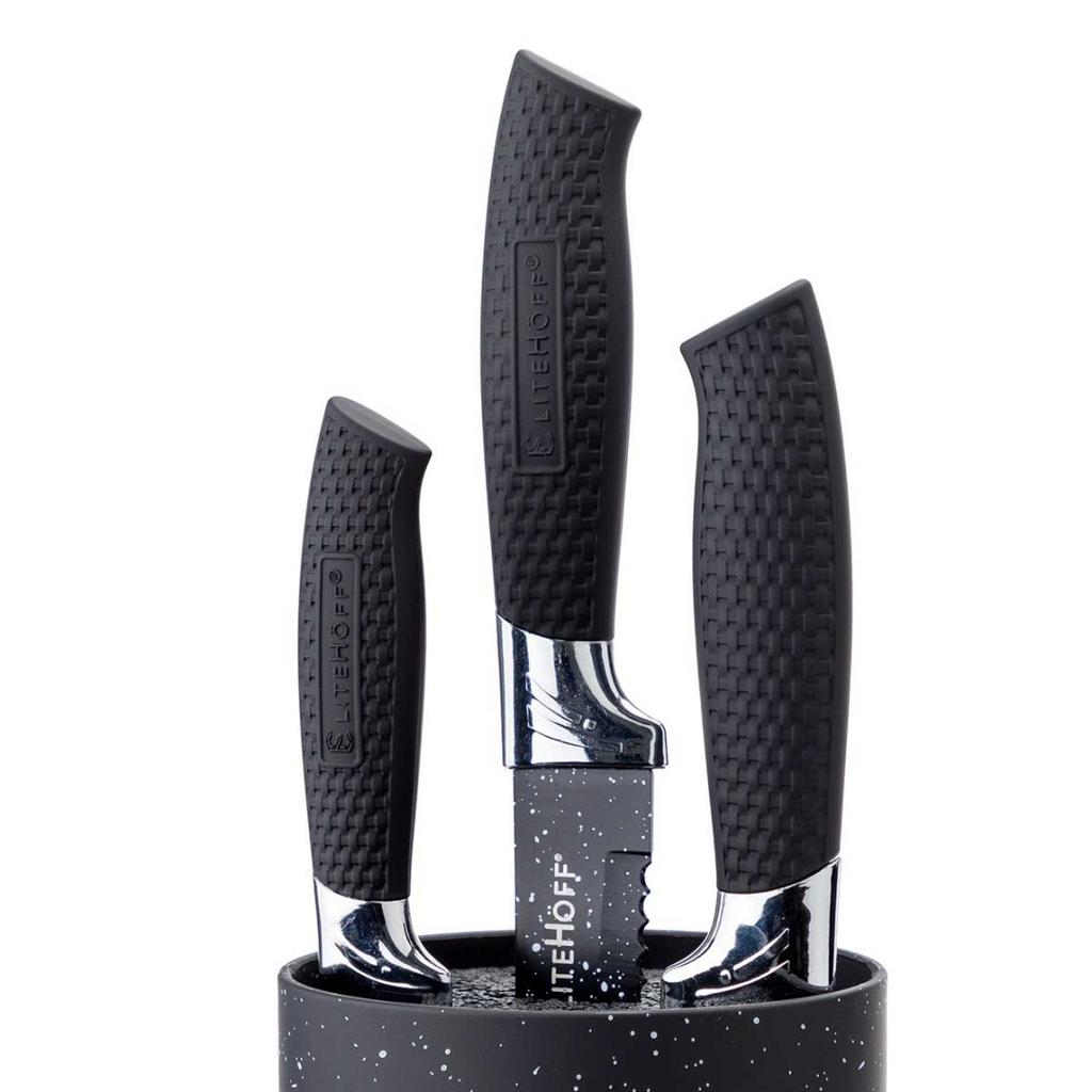 Set Of 5 Marble Kitchen Knives With Peeler E-6192