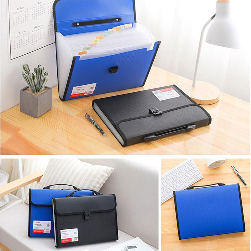 A4 Portable Document Bag 13 Pocket Accordion Bag Information Test Paper File Folder Storage Bag Office Document Organization