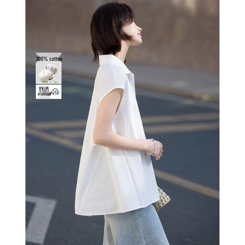 Demana Women s Pure Cotton Sleeveless Polo T-shirt with Flared Hem S