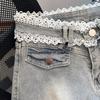 Women's Lace Patchwork Low-Waist Denim Shorts - Hip-Enhancing, Tight-Fitting Summer Style 2026