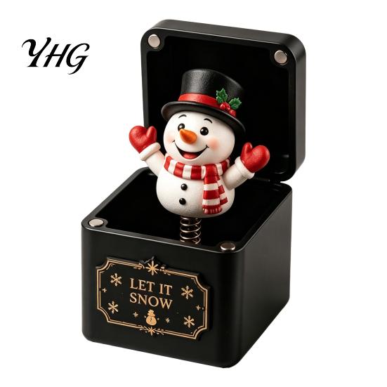Holiday Party Supplies Christmas Magic Gift Box, Spring-Loaded Pop-Up 3D Santa Claus Figurines Snowman Angel Elk Trick Box for Xmas Parties,