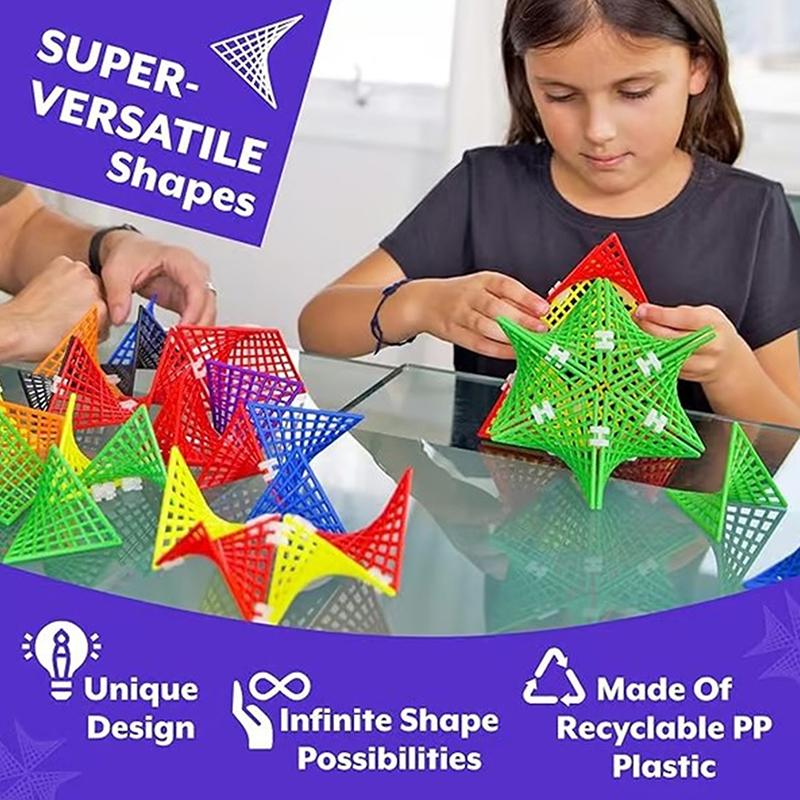 

3 X 3 Stem Educational 3D Adventure 48 Tiles And 80 Connectors For Logic Hypertiles Hyperbolic Building Toy