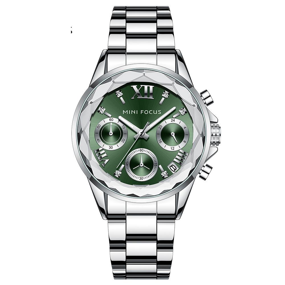 Women's Watch Business Casual Women's Watch Multifunctional Petal Mirror Luminous Steel Band Women's Watch