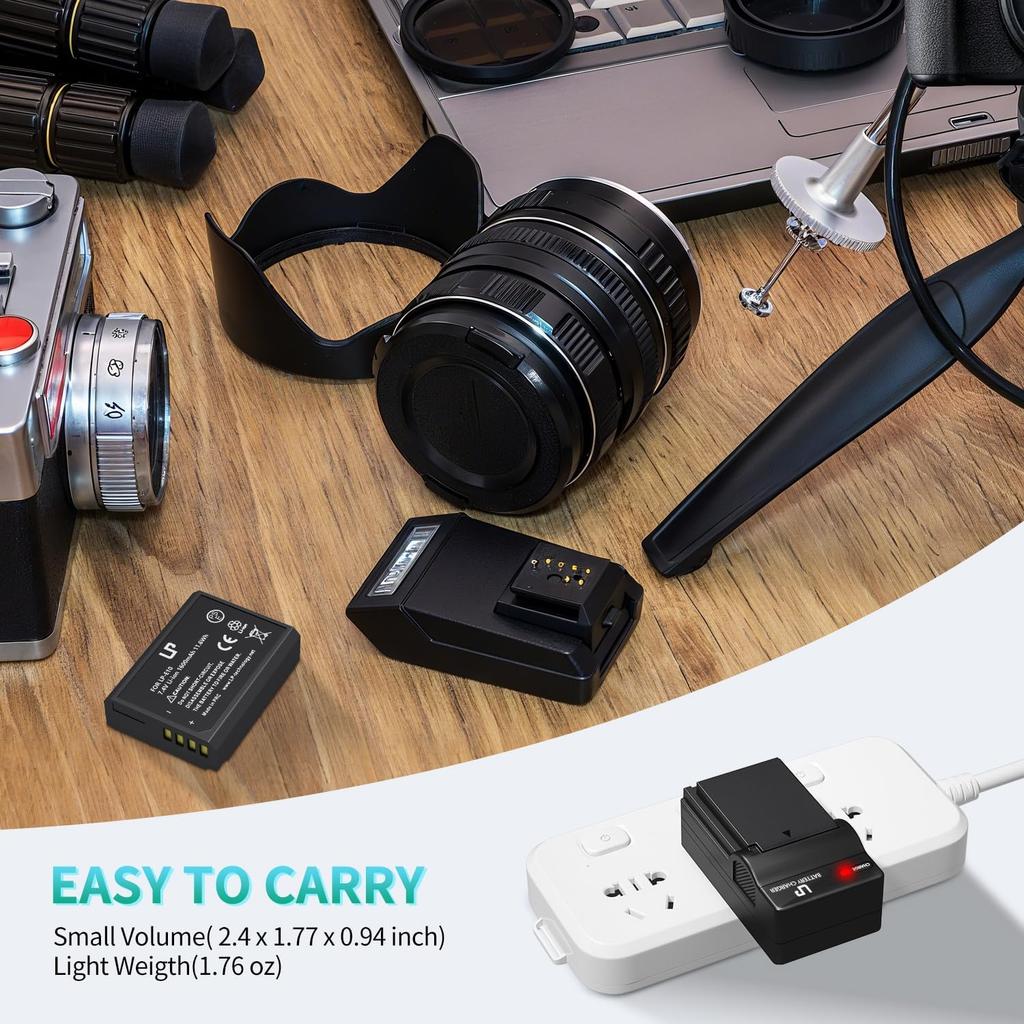 LP LP-E10 Battery Rechargeable, Charger Compatible with Canon EOS Rebel T7, T6, T5, T3, T100, 4000D, 3000D, 2000D, 1500D, 1300D, 1200D, 1100D & More