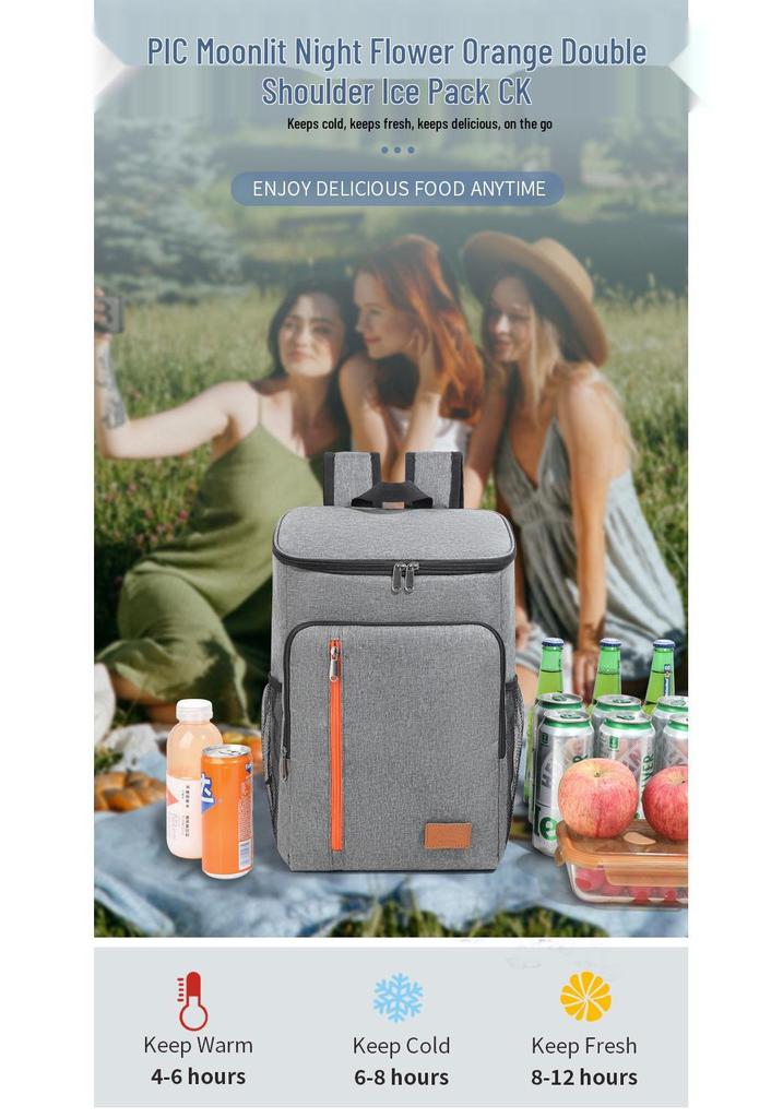 Cross-border Large Capacity Insulated Backpack with Portable Ice Packs for Camping