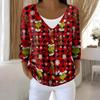 Women's Fashion Long Sleeve Christmas Snowman Snowflake Print Jacket Cardigan