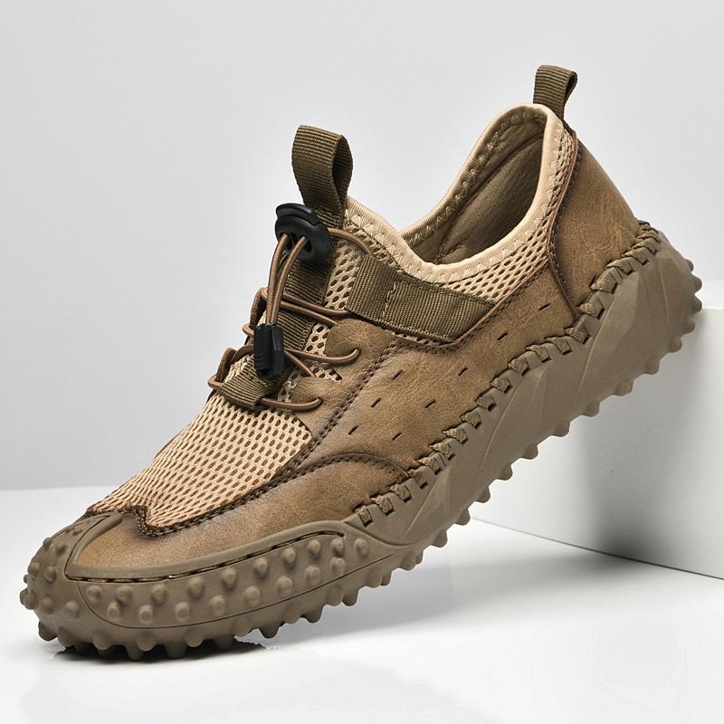 Fashion Plus Size Handmade Outdoor Casual Shoes Breathable Mesh Fabric Soft Bottom Summer Mesh Surface Climbing Shoes Rubber Sole