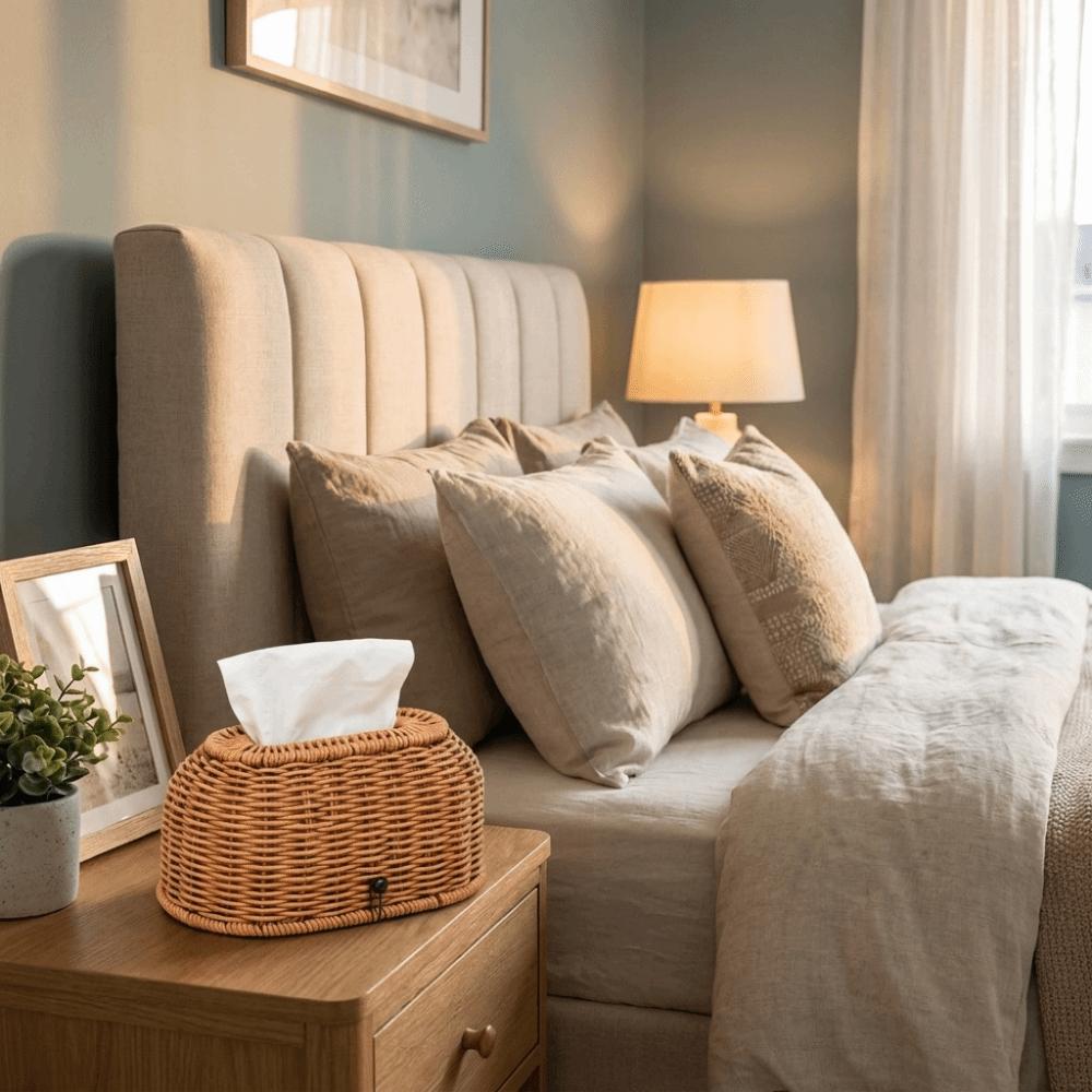 Plastic Imitation Rattan Tissue Box Rustic Napkin Holder Simple Tissue Dispenser  Coffee Table
