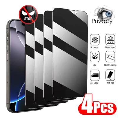 4 PCS Privacy Tempered Glass For iPhone 16 Pro Max 16Pro 16Plus Prevent Breakage Screen Protector For iPhone 15ProMax 16ProMax