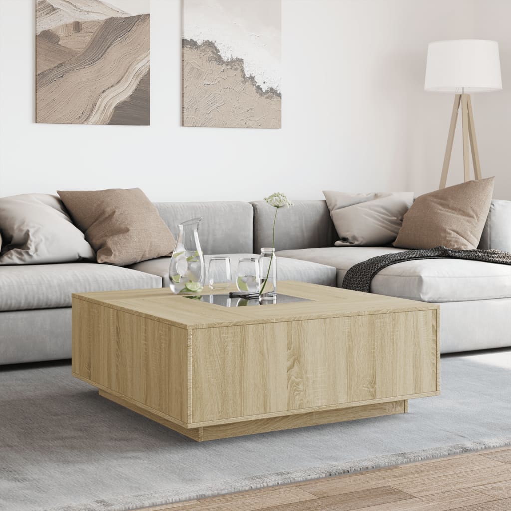 Infinity LED Coffee Table in Sonoma Oak 100 x 100 x 40 cm