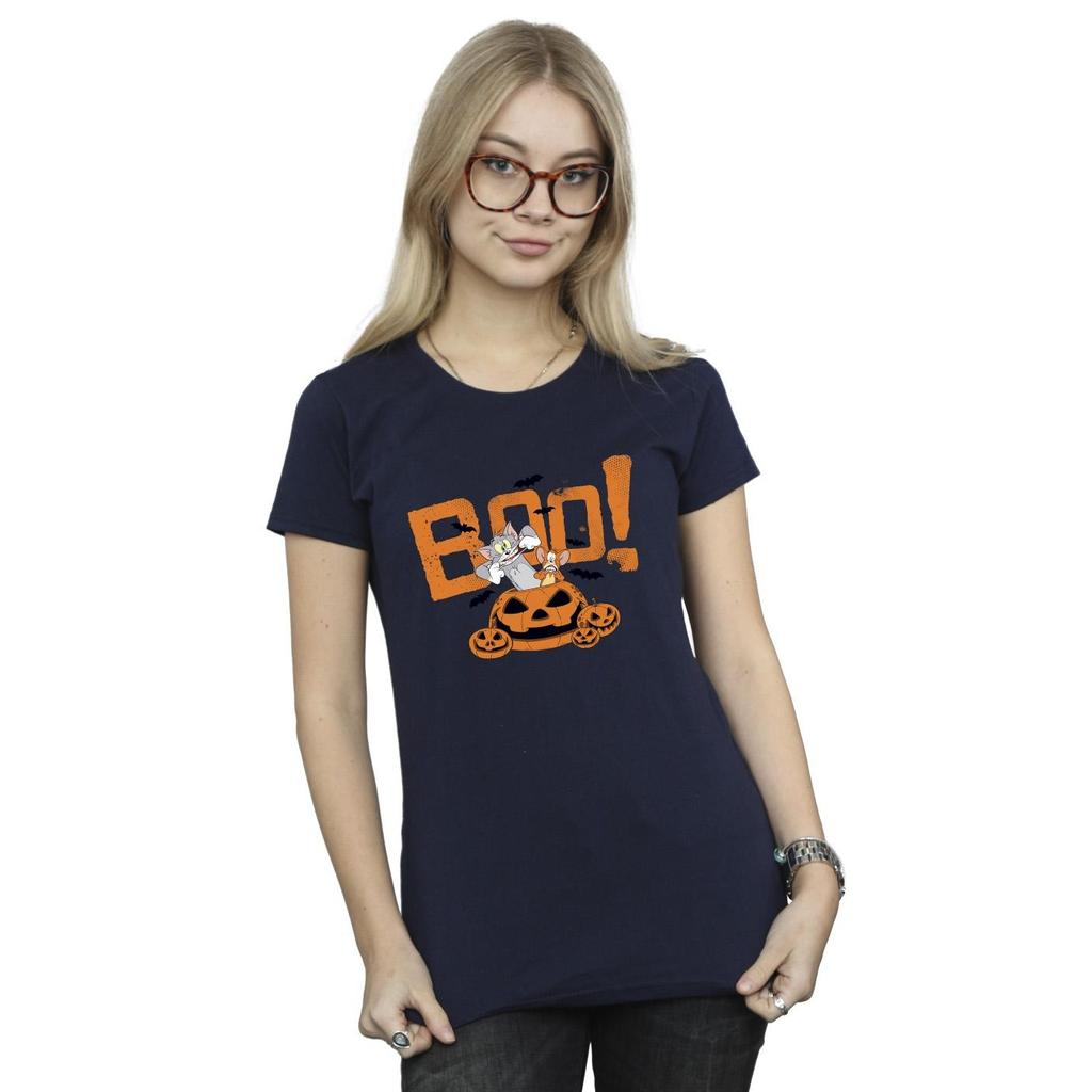 Tom & Jerry Womens/Ladies Halloween Boo! Cotton T-Shirt