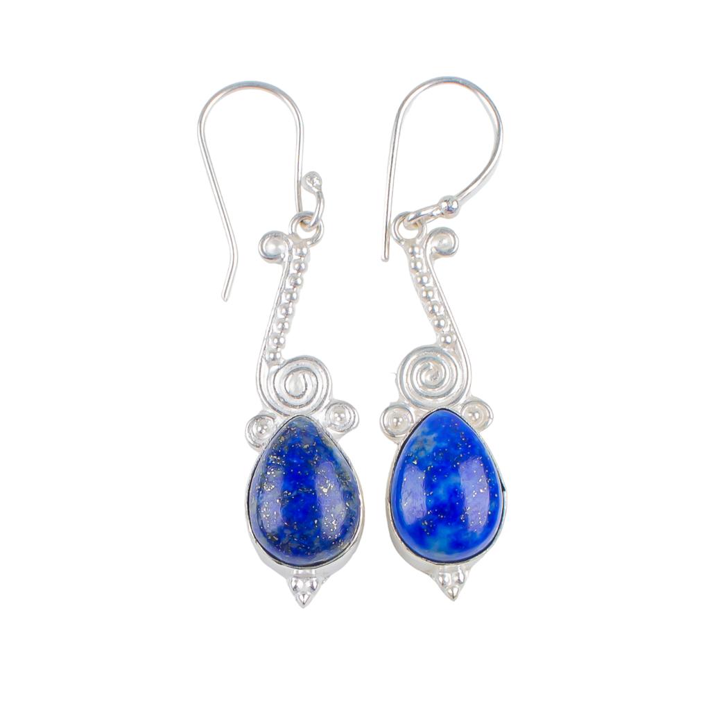925 Sterling Silver Lapis Lazuli Gemstone Ethnic Jewelry Earrings For Mother EE-37-31