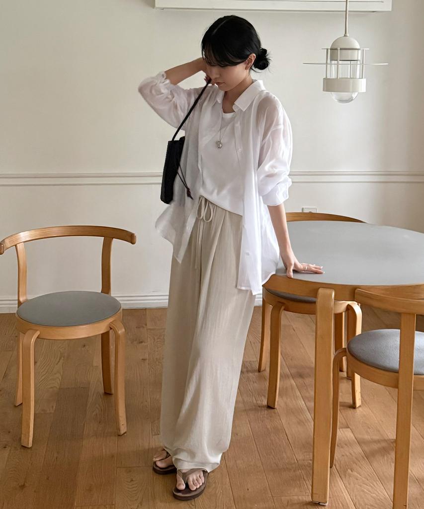 MIND BRIDGE WOMEN [W] Linen Wide Full Elastic Waist Pants - 2 Colors