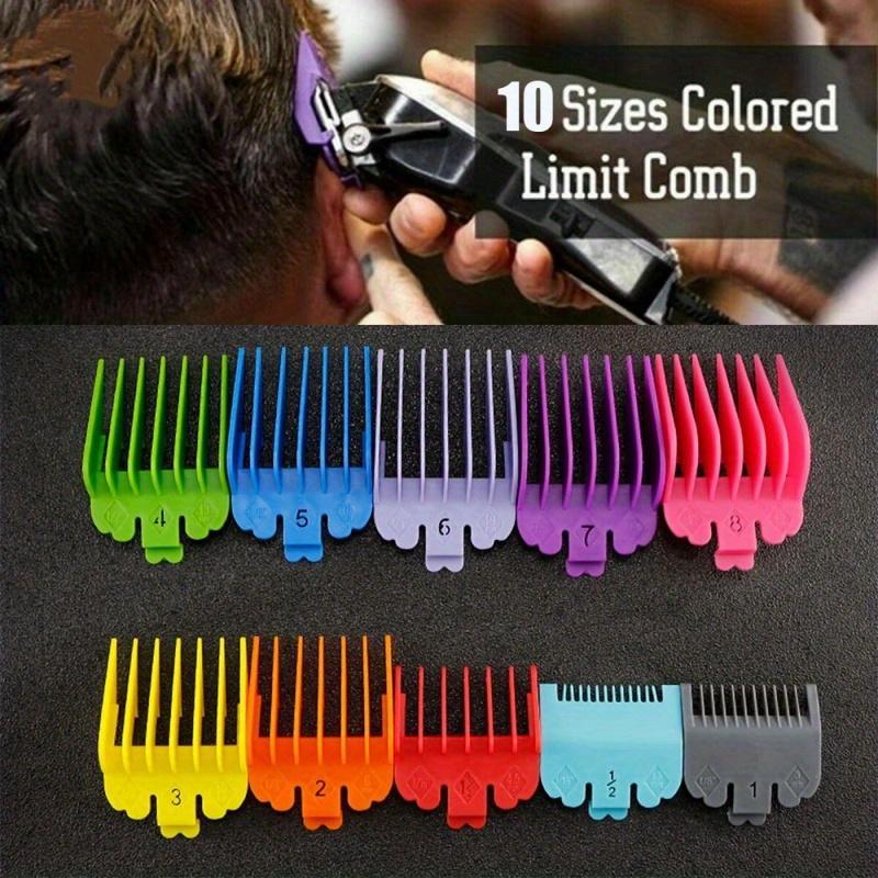 10pcs Hair Clipper Accessory Set - Colorful Comb Guide, Adjustable Limit Protector