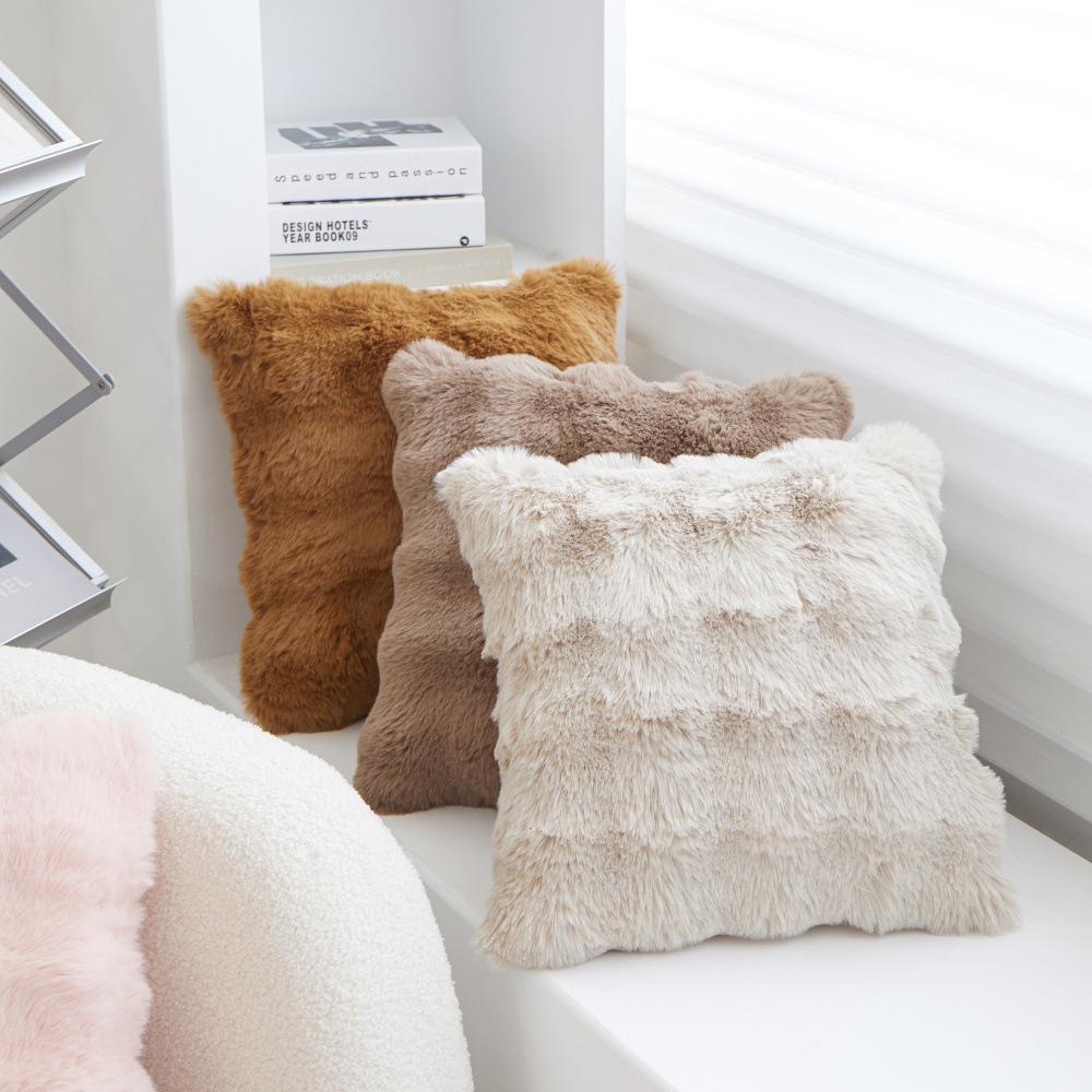 Business Gifts Souvenir PV Bubble Velvet Bedside Soft Bag Backrest Plush Square Cushion Leather Pillow