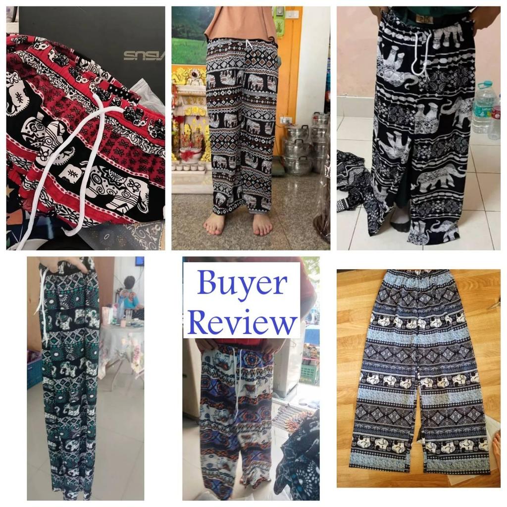 Long Elephant Pants Adjustable Elastic Waist Rope Loose Legs Women Men Unisex Print Thailand Casual Streetwear Beach Bohemian Retro Vintage