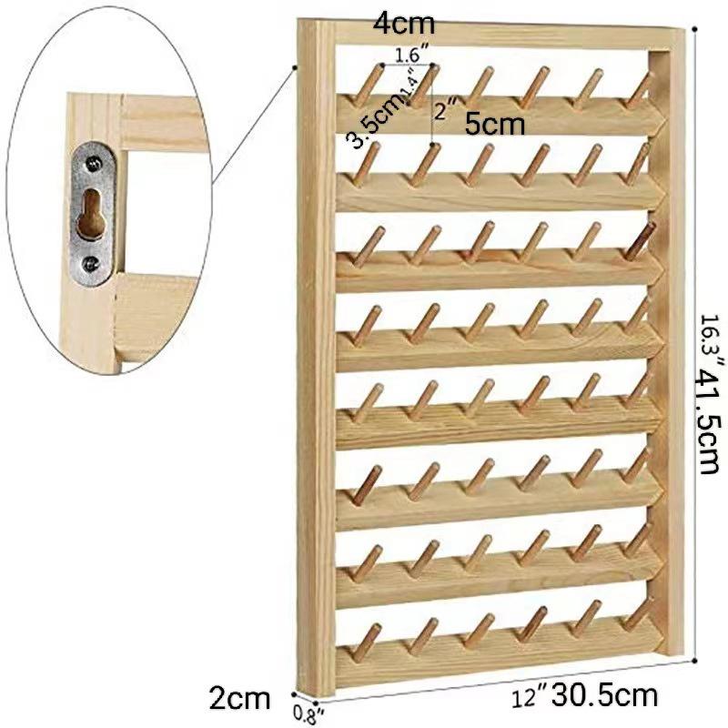 Wooden Sewing Bobbin & Thread Holder Rack with Thread Ball/Coil Storage for Wig Stand